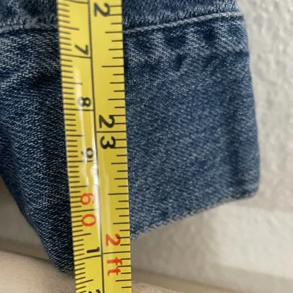 ZARA The Tilda Denim Blue Cotton Maxi Dress Raw Hem Long Sleeves Medium - Picture 8 of 8